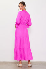 HOT PINK RUFFLE TIERED MAXI DRESS