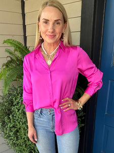 FUCHSIA SATIN BLOUSE