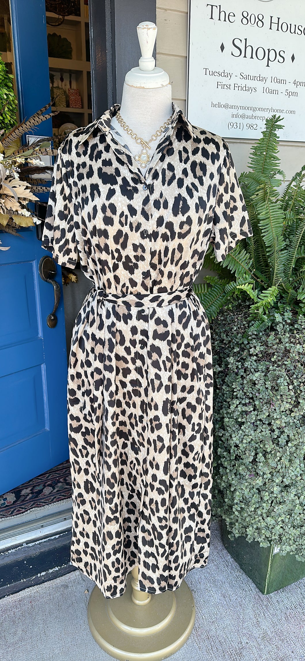 LEOPARD SHIRT DRESS