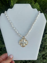 CRYSTAL CROSS BAROQUE PEARL NECKLACE