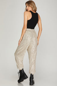 BLACK SEQUIN JOGGERS