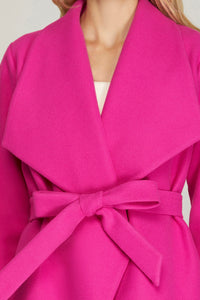 HOT PINK WRAP COAT