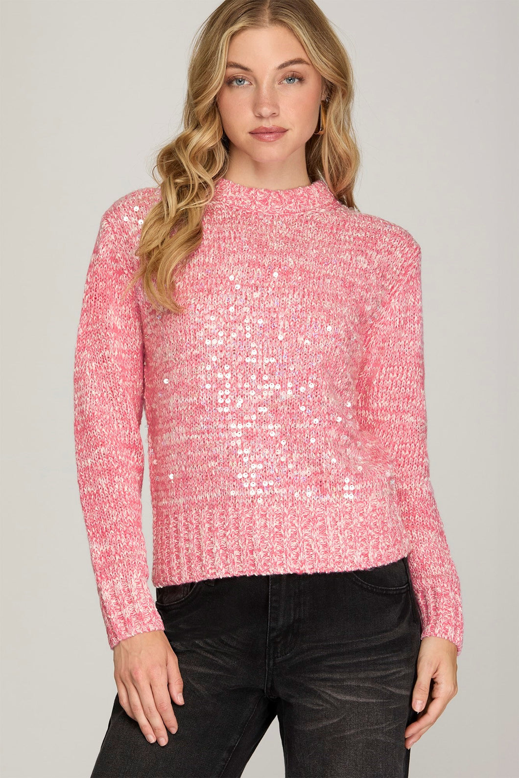 SEQUIN PINK SWEATER