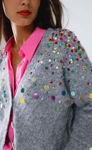 SEQUIN GREY CARDIGAN