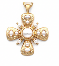 PEARL CROSS PENDANT CHAIN NECKLACE