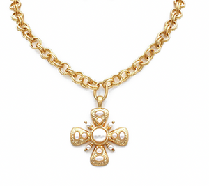 PEARL CROSS PENDANT CHAIN NECKLACE