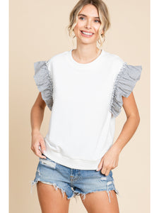 FLUTTER SLEEVE SWEATSHIRT