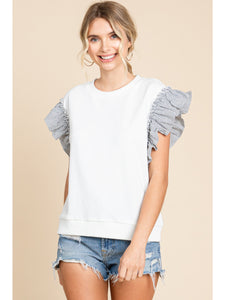 FLUTTER SLEEVE SWEATSHIRT